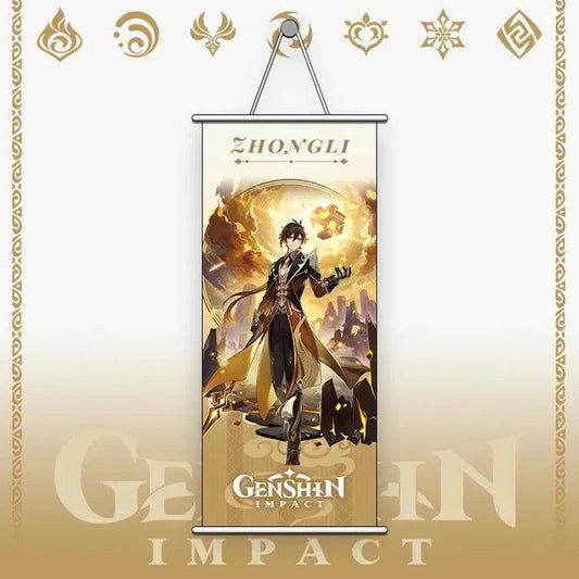 Genshin Impact Zhongli Gaming Anime Wall Hanging Scroll - Senzo