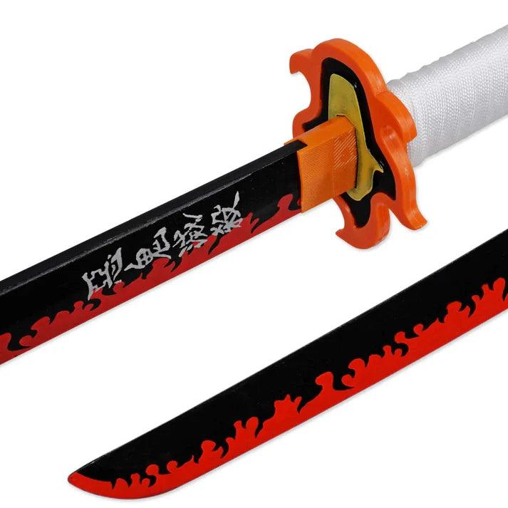 Demon Slayer Kyoujuro Rengoku Nichirin Wooden Blade Katana for Cosplay - Senzo