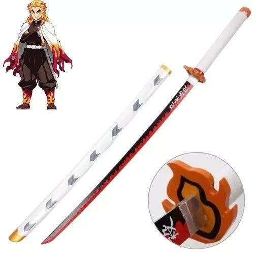 Demon Slayer Kyoujuro Rengoku Nichirin Wooden Blade Katana for Cosplay - Senzo