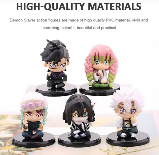 Demon Slayer Chibi Set of 5 Sitting Figures Model B | 6 cm | Anime Collectibles