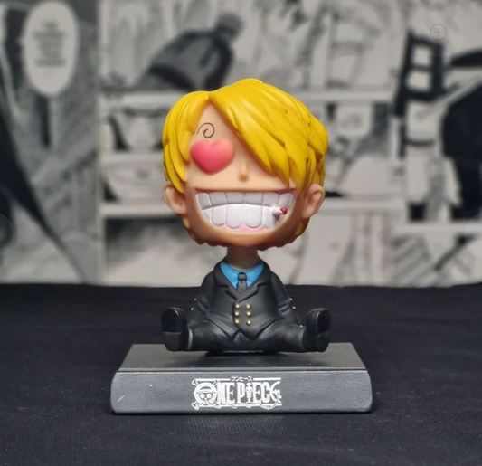 One Piece | Vinsmoke Sanji Bobblehead With Mobile Holder | Car Dashboard, Work Desk, Study Table