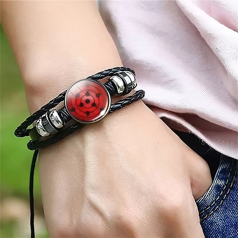 Naruto Kaguya Otsutsuki & Madara Dojutsu Rinne Sharingan Cosplay Braided Anime Leather Bracelet