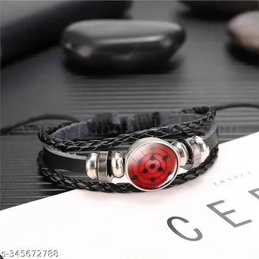 Naruto Kaguya Otsutsuki & Madara Dojutsu Rinne Sharingan Cosplay Braided Anime Leather Bracelet