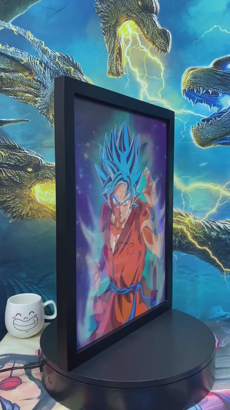 Dragon Ball Goku Ultra Instinct And Super Saiyan Blue Illusion Flip Image, Hologram Motion Lenticular Anime Poster